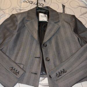 Abercrombie & Fitch Cropped Charcoal Blazer